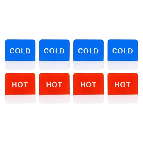 Uxcell Self Stick Hot/Cold Water Label, 4 Pairs/8 Pack Acrylic Square Shape Sticker Signs for Faucets Sinks, Red/Blue