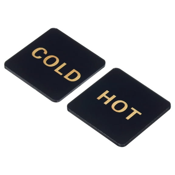 Uxcell Self Stick Hot/Cold Water Label Square Sticker Signs Black 8 Pack