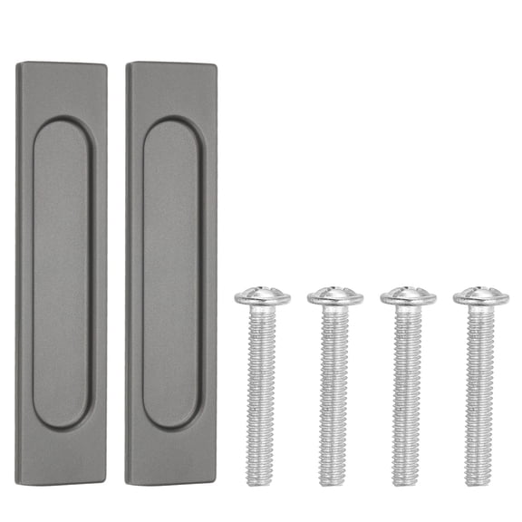 Uxcell Self-Stick Sliding Closet Door Handles 6" Aluminum Alloy Drawer Finger Pulls with Tape & Screw Grey 2Pcs