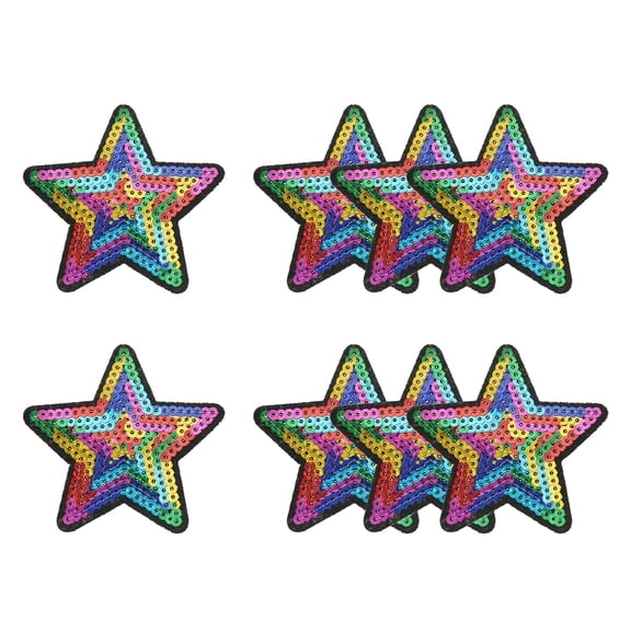 Uxcell Sequin Star Iron on Patches, Embroidered Sew Patches for Clothing and Accessories Colorful 3.5"x3.5"