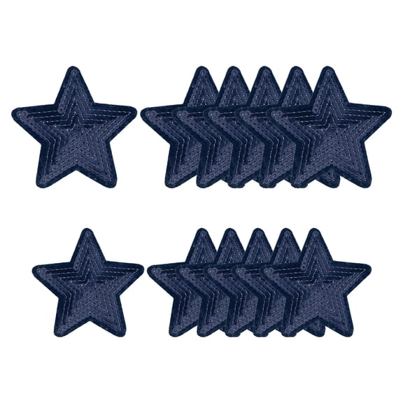 Uxcell Sequin Star Iron on Patches, Embroidered Sew Patches for DIY Clothing and Accessories Dark Blue
