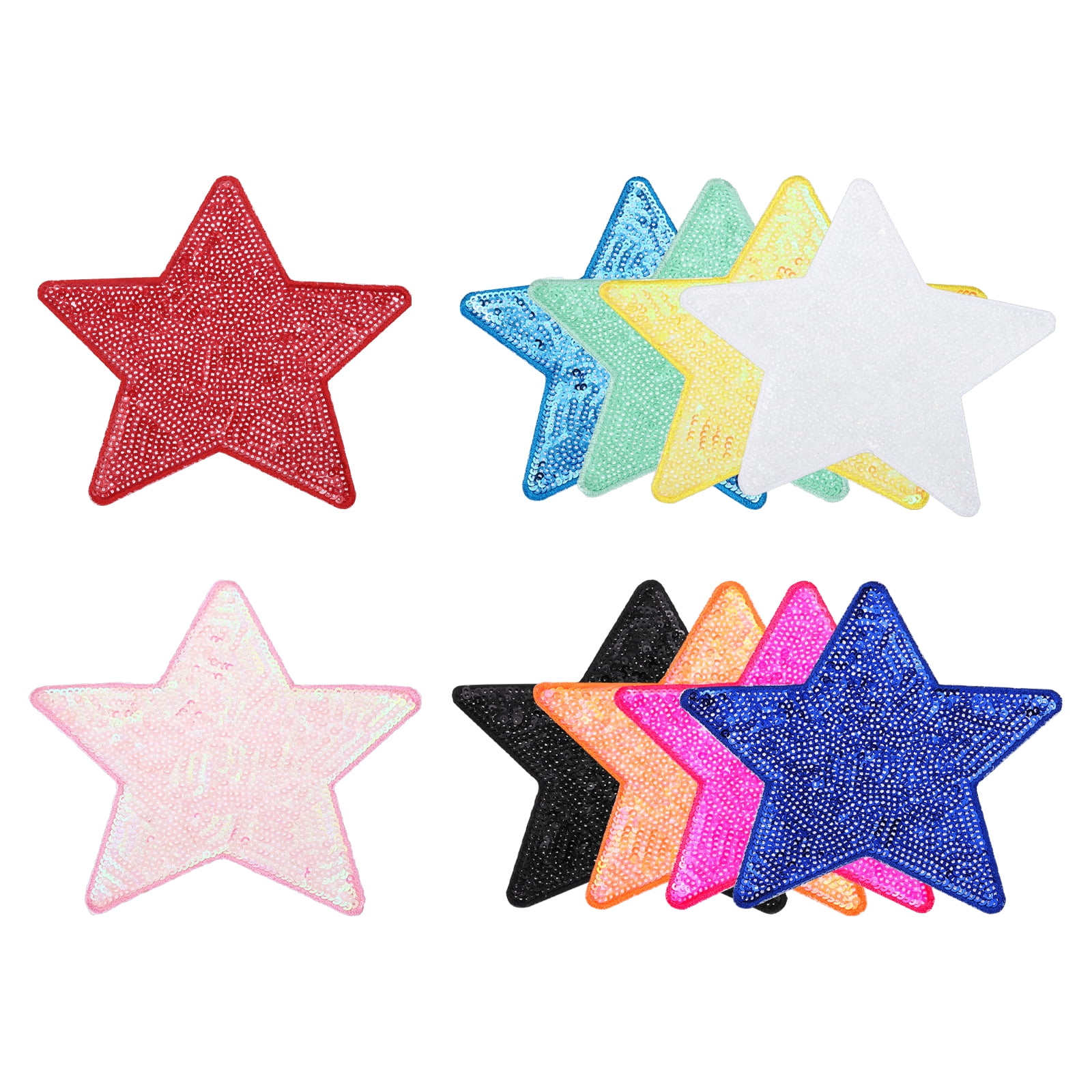 20 Pcs Sequin Star Iron on Patches 5 x 4.7 Inch Embroidery Sequin Patches for Clothing Repair Backpack Shoes Decoration 10 Assorted Color