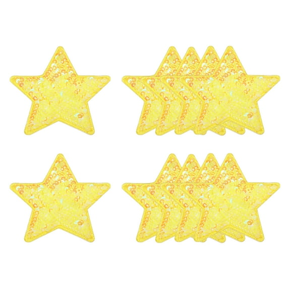 Uxcell Sequin Star Iron on Patches, Embroidery Sequin Patches for Clothing Repair Backpack Shoes Decoration Yellow 2.6 in