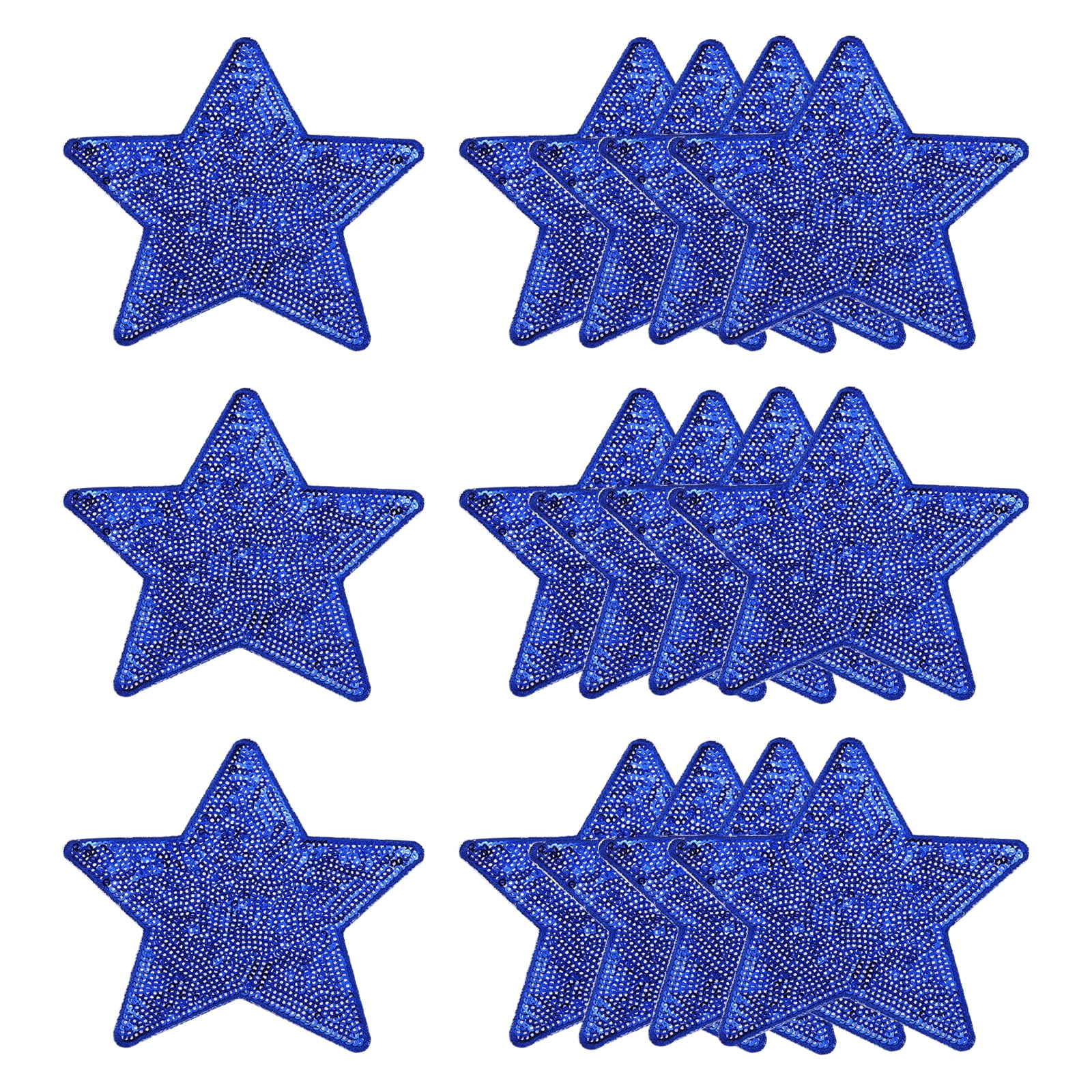 Uxcell Sequin Star Iron on Patches, Embroidery Sequin Patches for Clothing Repair Backpack Shoes Decorations Deep Blue 5 in