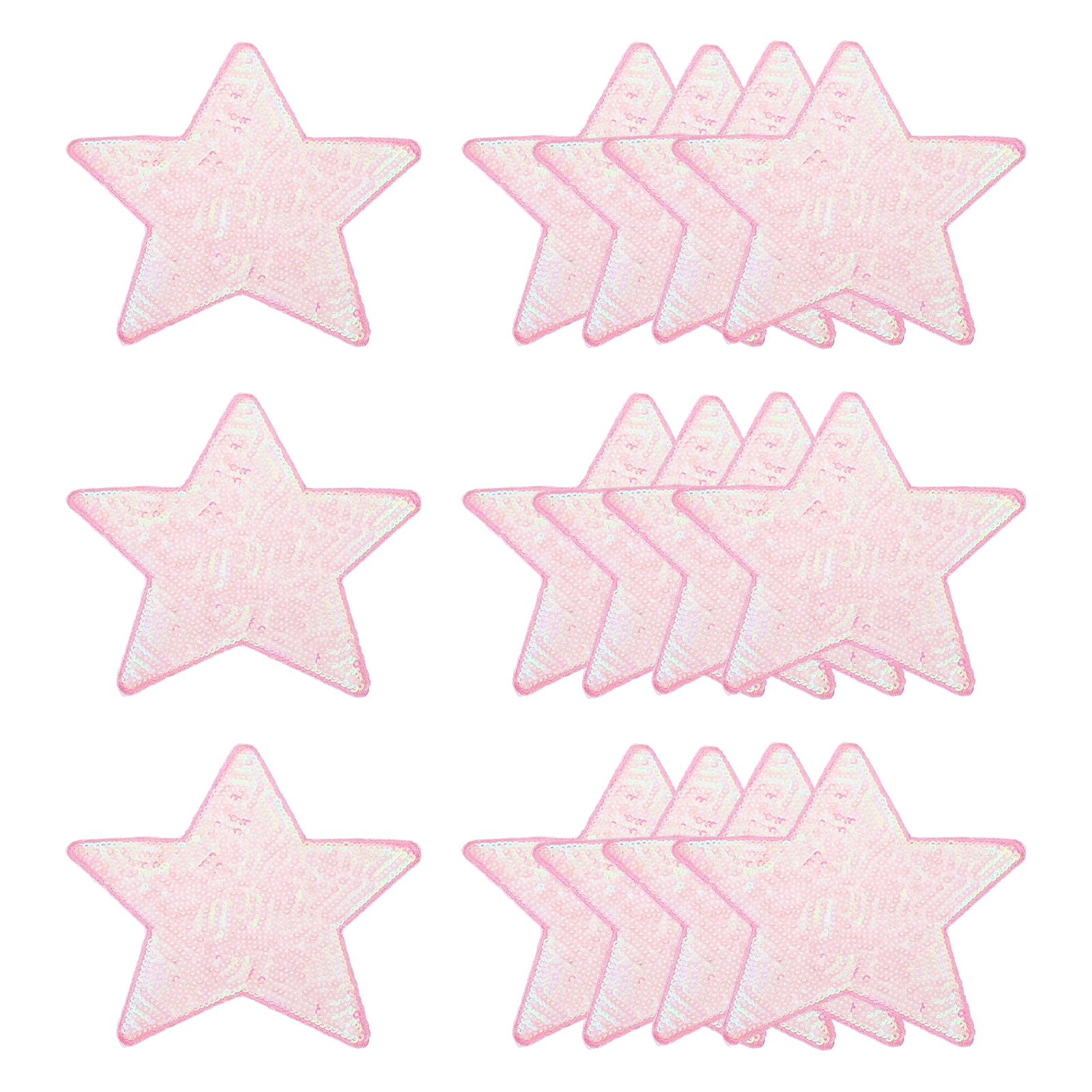 Uxcell Sequin Star Iron on Patches, Embroidery Sequin Patches for Clothing Repair Backpack Shoes Decorations Pink 5 in