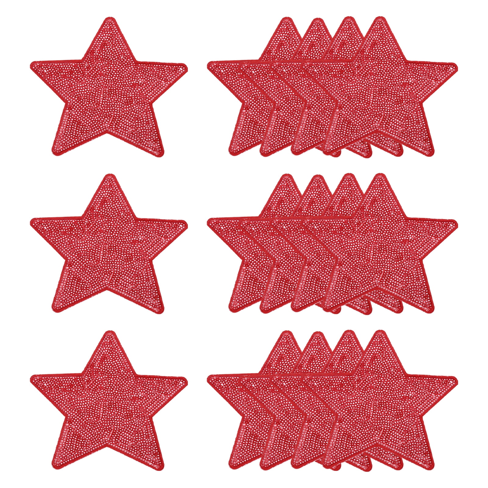 Uxcell Sequin Star Iron on Patches, Embroidery Sequin Patches for Clothing Repair Backpack Shoes Decorations Red 5 in