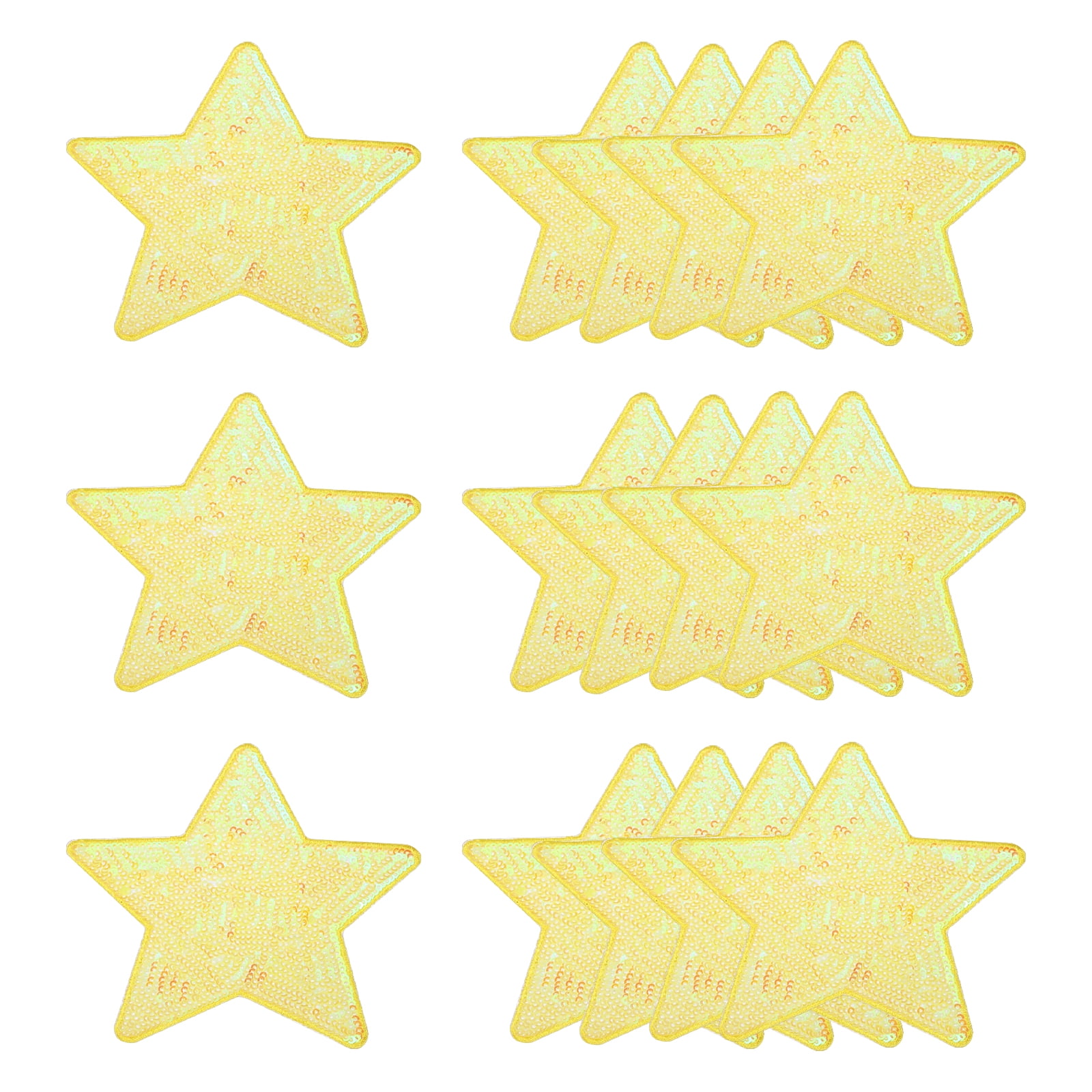 Uxcell Sequin Star Iron on Patches, Embroidery Sequin Patches for Clothing Repair Backpack Shoes Decorations Yellow 5 in