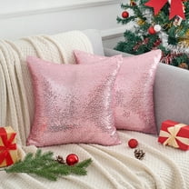 Uxcell Sequin Throw Pillow Covers, Pack of 2 Glitter Decorative Pillow Cases Personalized Cushion Covers Pink 16" x 16"