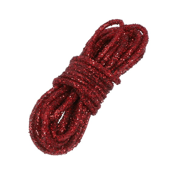 Uxcell Sequins Rope, 5.5 Yard 6mm Sequins Rhinestone Tube Cord for Wedding Dresses Earring Costume Clothing Shoes Jewelry DIY Crafts Making Accessory, Dark Red