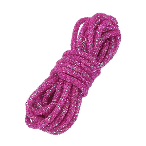 Uxcell Sequins Rope, 5.5 Yard 6mm Sequins Rhinestone Tube Cord for Wedding Dresses Earring Costume Clothing Shoes Jewelry DIY Crafts Making Accessory, Rose Red
