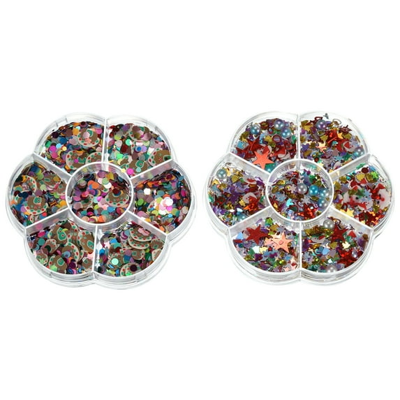 Uxcell Sequins and Spangles Set, 2 Boxes Beads Polymer Clay Slices Sequin, Multicolored