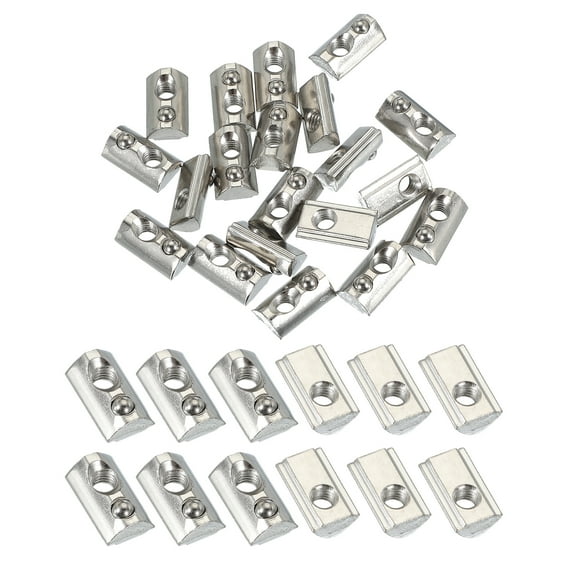 3030 Series T Slot Nuts, M6 Roll-in Spring Ball Loaded Elastic Nuts Slot with 7.5mm Slot, 20 Pcs