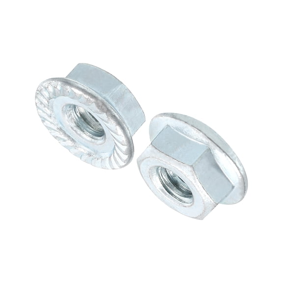 Uxcell Serrated Flange Hex Lock Nuts, Carbon Steel Zinc Plated Self locking #10-24 15