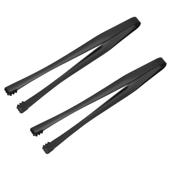 Uxcell Serving Tongs, 2pack 6Inch Stainless Steel Ice Tongs, Tiny Tongs for Appetizers, Sugar, Bar, Dessert (Black)