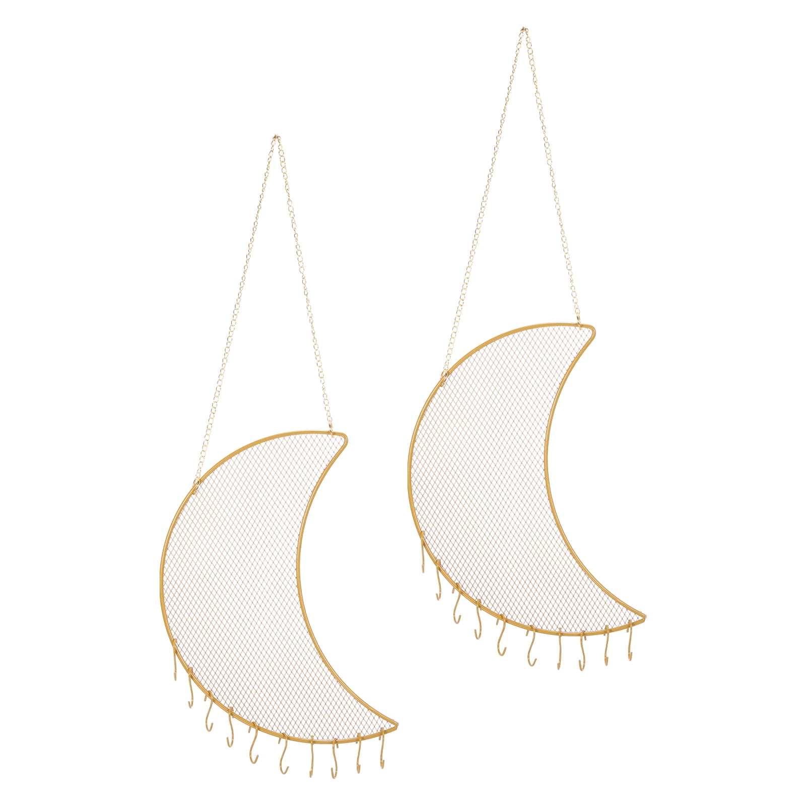 2 Set Earring Holder Organizer Wall, Necklace Holder Hanging Earring Organizer Jewelry Organizer Wall with 6 Hooks for Earring Necklace Jewelry Wall Home Decoration, Moon