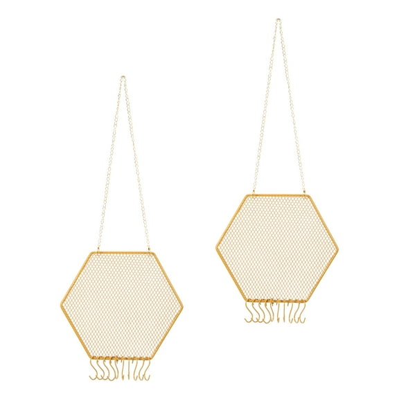 2 Set Earring Holder Organizer Wall, Necklace Holder Hanging Earring Organizer Jewelry Organizer Wall with 20 Hooks for Earring Necklace Jewelry Wall Home Decoration, Hexagons