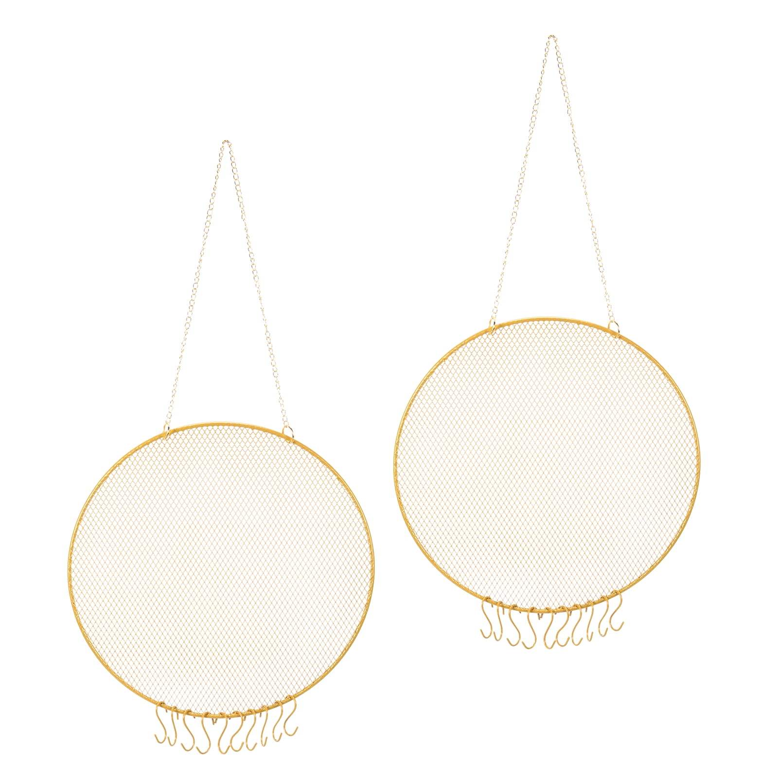 2 Set Earring Holder Organizer Wall, Necklace Holder Hanging Earring Organizer Jewelry Organizer Wall with 20 Hooks for Earring Necklace Jewelry Wall Home Decoration, Round