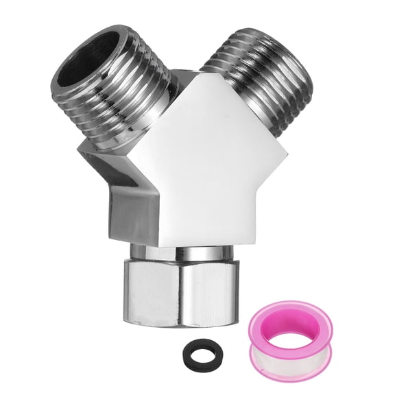 Uxcell Set of 1 Shower Diverter Valve 3 Way, G1/2 Stainless Steel Bidet t Adapter Connector Hose Fitting Tee with PTFE Tape