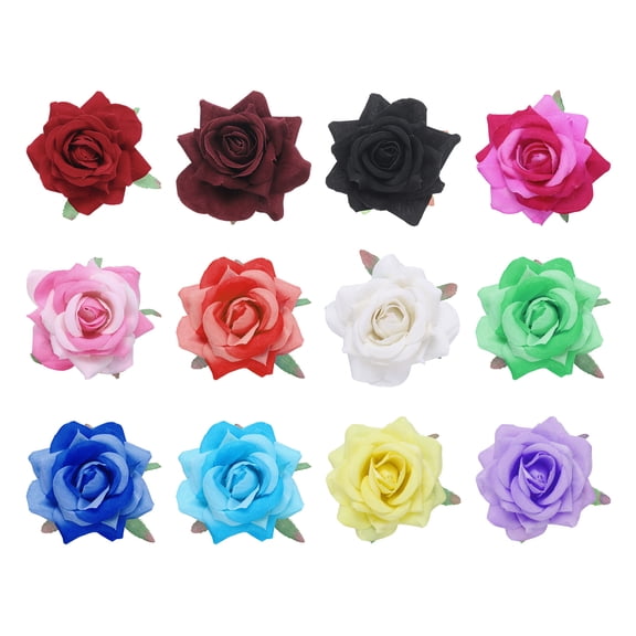 Uxcell Set of 12 Rose Flower Hair Clips 3 Inch Flower Hair Pins for Women Hair Accessories