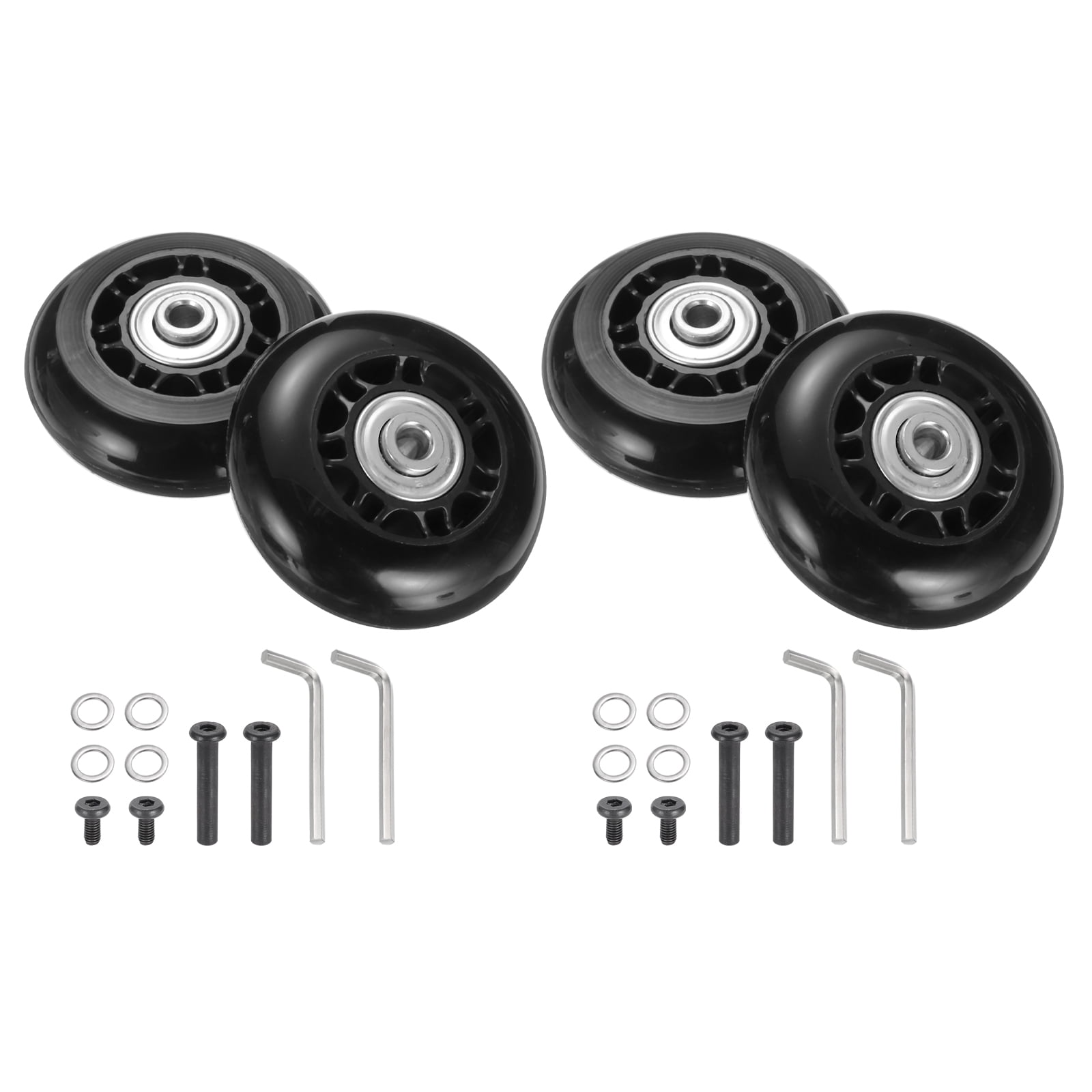 Uxcell Set of 2 Luggage Wheels Replacement 64 x 24 mm/2.5" x 0.9" Rubber Swivel Caster Bearing Wheels Repair Kits