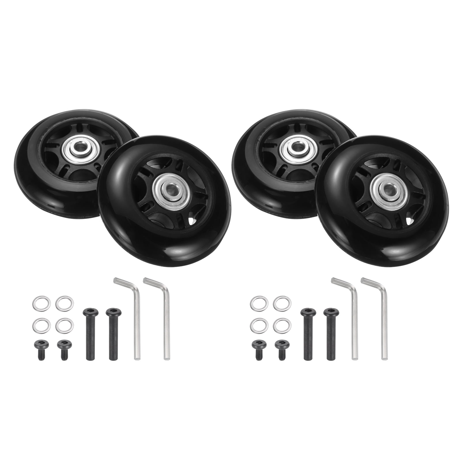 Uxcell Set of 2 Luggage Wheels Replacement 78 x 24 mm/3.1" x 0.9" Rubber Swivel Caster Bearing Wheels Repair Kits