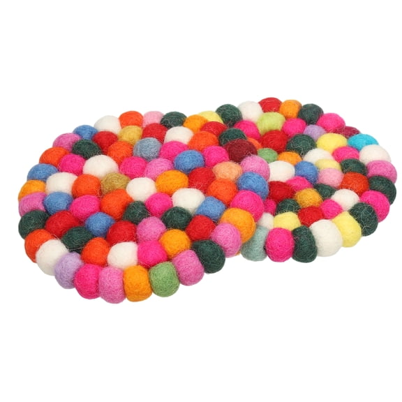 Uxcell Set of 2 Round Wool Felt Coasters, Absorbent Cute Desk Coaster for Drinks, Multicolor