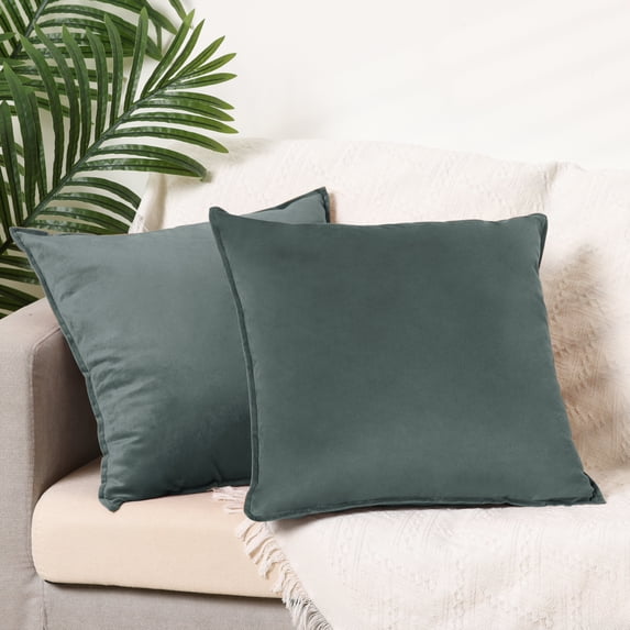REGALWOVEN Set of 2 Velvet Throw Pillow Covers Decorative Solid Cushion Covers for Sofa Grey 16" x 16"