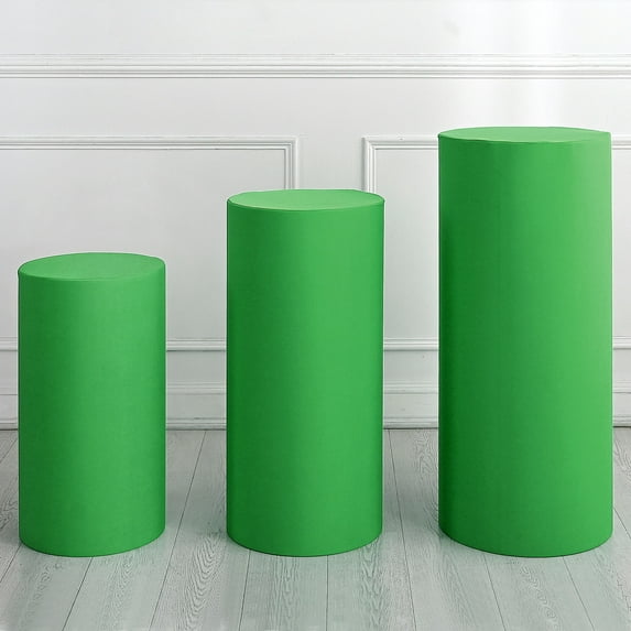 Uxcell Set of 3 Cylinder Spandex Stand Covers Plinth Cover, Green (Elastic Fabric-Large)