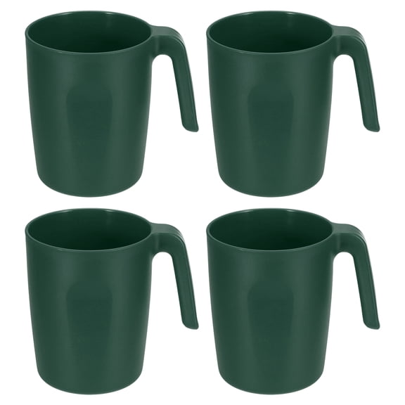Uxcell Set of 4 Plastic Coffee Mugs, Unbreakable Coffee Mugs, Reusable Safe Drinking Cups with Handle for Tea Milk Kitchen, Dark Green