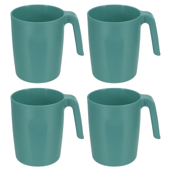 Uxcell Set of 4 Plastic Coffee Mugs, Unbreakable Coffee Mugs, Reusable Safe Drinking Cups with Handle for Tea Milk Kitchen, Green