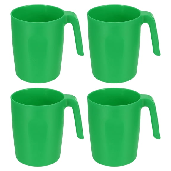 Uxcell Set of 4 Plastic Coffee Mugs, Unbreakable Coffee Mugs, Reusable Safe Drinking Cups with Handle for Tea Milk Kitchen, Light Green