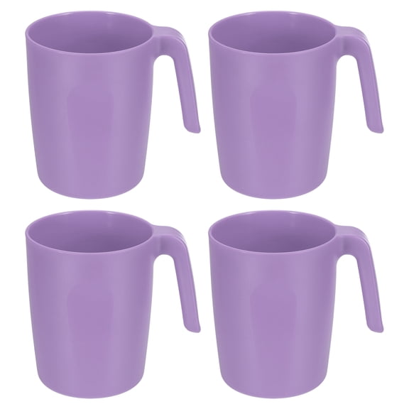 Uxcell Set of 4 Plastic Coffee Mugs, Unbreakable Coffee Mugs, Reusable Safe Drinking Cups with Handle for Tea Milk Kitchen, Purple