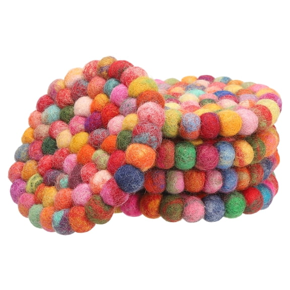 Uxcell Set of 5 Round Wool Felt Coasters, Absorbent Cute Desk Coaster for Drinks, Colorful