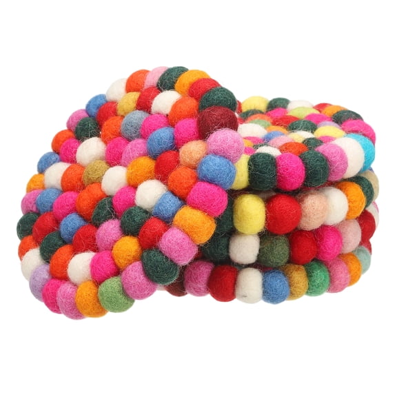 Uxcell Set of 5 Round Wool Felt Coasters, Absorbent Cute Desk Coaster for Drinks, Multicolor