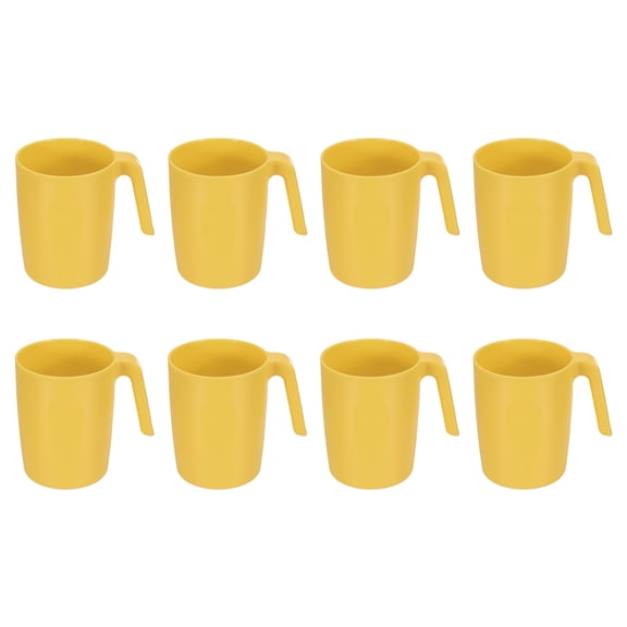 Uxcell Set of 8 Plastic Coffee Mugs, Unbreakable Coffee Mugs, Reusable Safe Drinking Cups with Handle for Tea Milk Kitchen, Gold