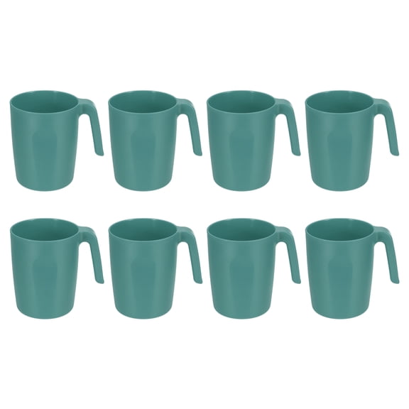 Uxcell Set of 8 Plastic Coffee Mugs, Unbreakable Coffee Mugs, Reusable Safe Drinking Cups with Handle for Tea Milk Kitchen, Green