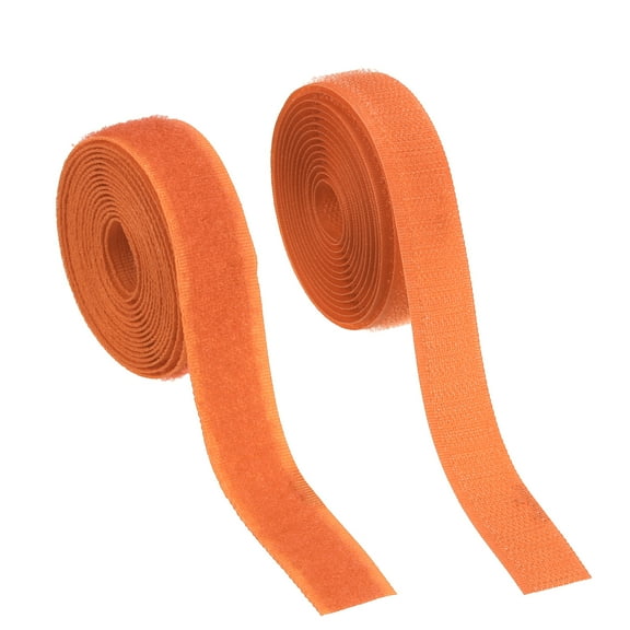Uxcell Sew on Hook and Loop Tape, 2Pcs Non-Adhesive Back Nylon Sewing Fastener Strips 2 Yards Orange