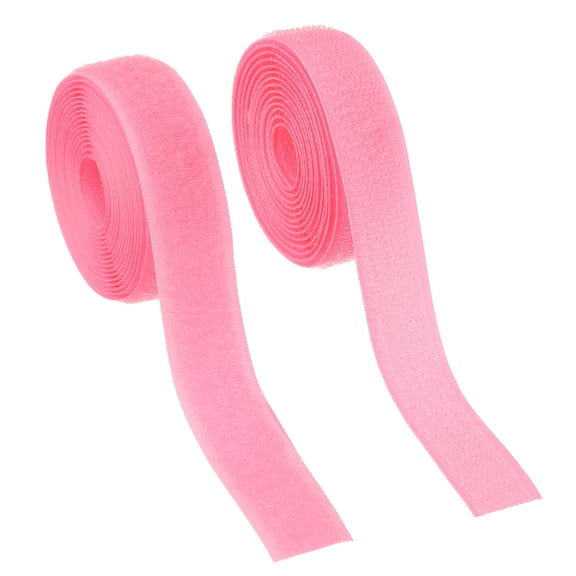 Uxcell Sew on Hook and Loop Tape, 2Pcs Non-Adhesive Back Nylon Sewing Fastener Strips 2 Yards Pink