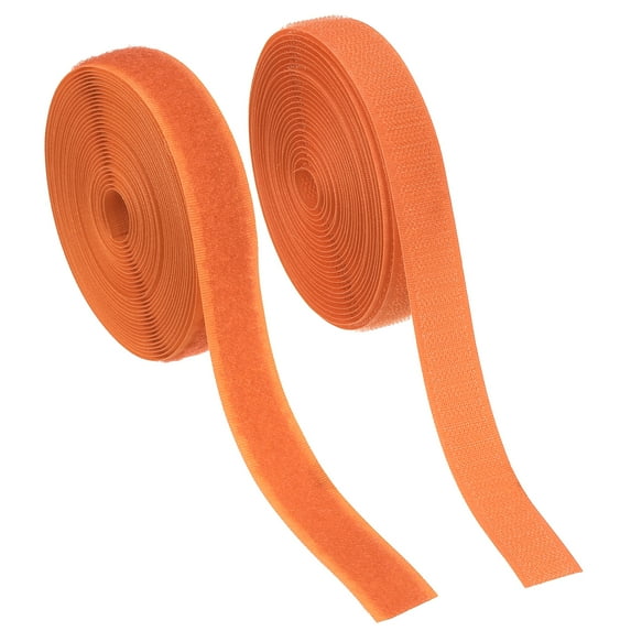 Uxcell Sew on Hook and Loop Tape, 2Pcs Non-Adhesive Back Nylon Sewing Fastener Strips 5 Yards Orange