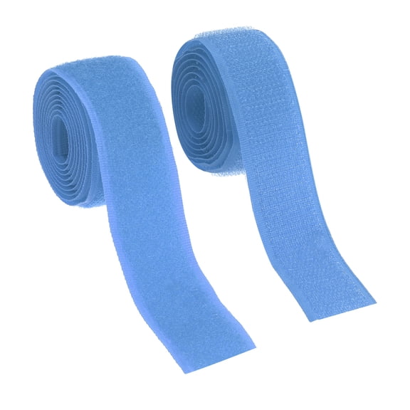 Uxcell Sew on Hook and Loop Tape, 1 Inch Width Non-Adhesive Back Nylon Fastener Strips 1 Yards for Crafts - (Blue)