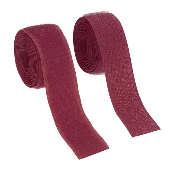 Uxcell Sew on Hook and Loop Tape, 1 Inch Width Non-Adhesive Back Nylon Fastener Strips 1 Yards for Crafts - (Dark Red)