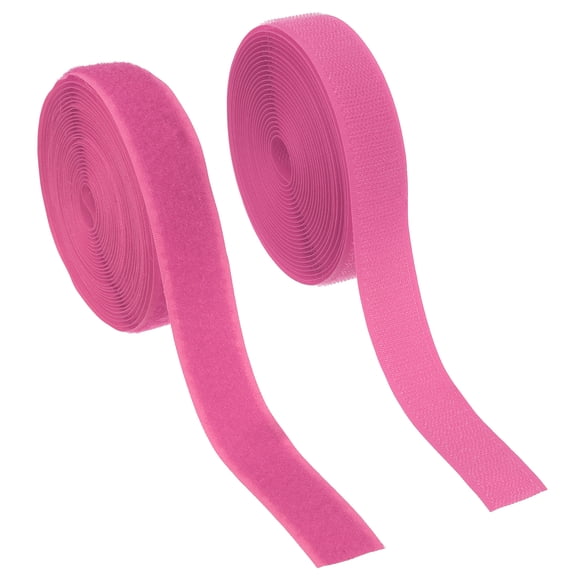 Uxcell Sew on Hook and Loop Tape, 1 Inch Width Non-Adhesive Back Nylon Fastener Strips 5 Yards - Rose Red