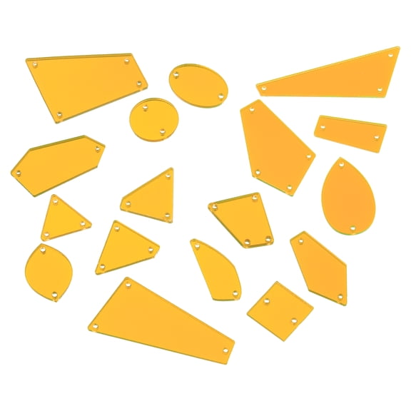 Uxcell Sew on Mirror, 50pcs Mixed Shape Irregular Acrylic Crystal Mirror DIY Mirrored Rhinestones Beads, Golden
