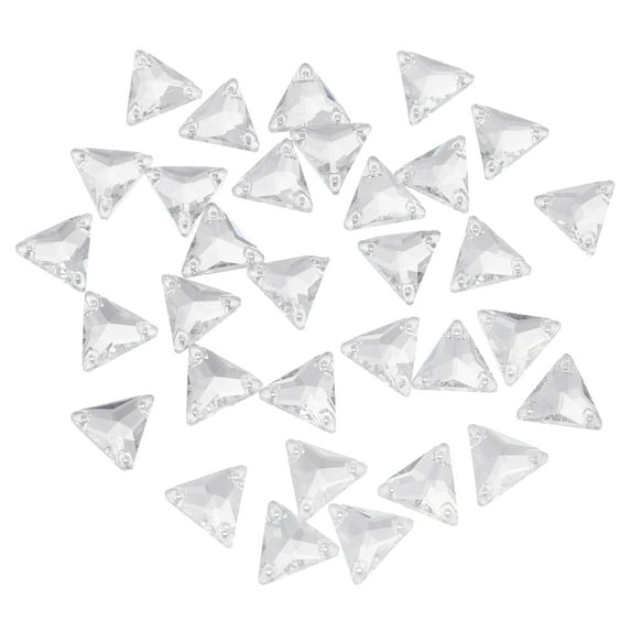 Uxcell Sew on Rhinestones, 30pcs Flatback Shiny Crystals Rhinestones Stones, Sew on Crystals with Holes, Silver