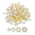 thumbnail image 1 of Uxcell Sew on Rhinestones Crystal, 3 Layers Sewing Flower Claw Rhinestones Glass Gems Metal Base Gold/Beige, 1 of 7