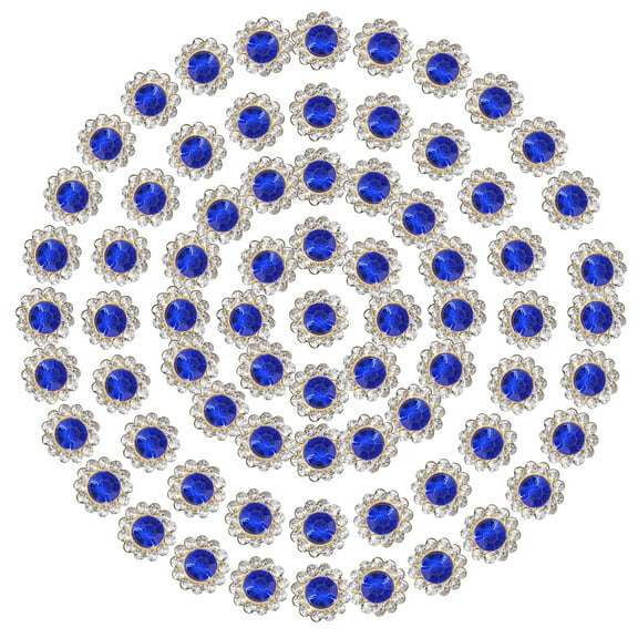 Uxcell Sew on Rhinestones Crystals Sewing Sunflower Flower Claw Rhinestones Crystals Glass Gems Metal Base Dark Blue