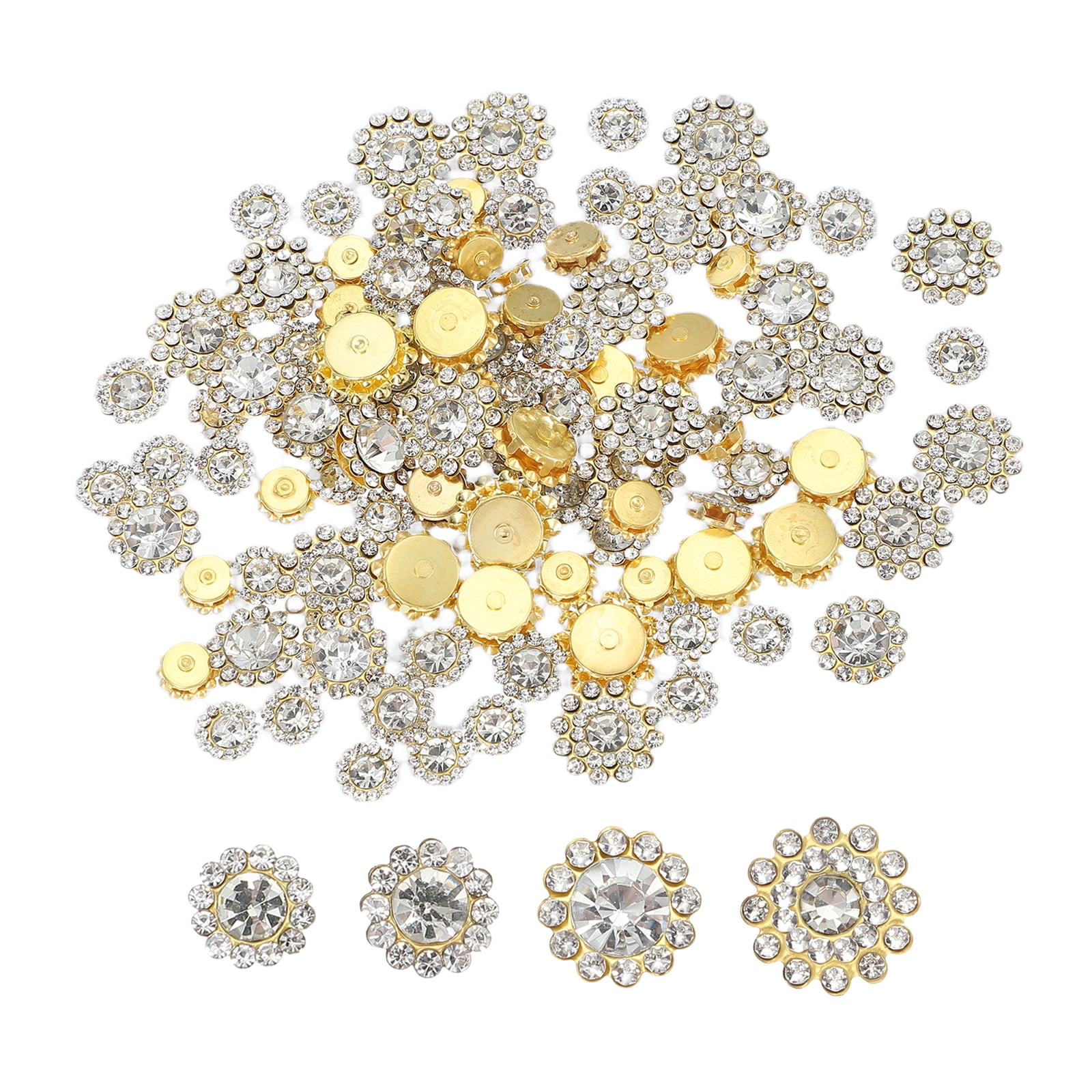 Uxcell Sew on Rhinestones Crystals, 3 Layer Sewing Flower Claw ...