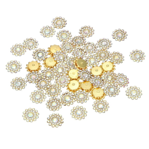 Uxcell Sew on Rhinestones Crystals, 3 Layers Sewing Flower Claw Rhinestones Glass Gems Metal Base AB Colour