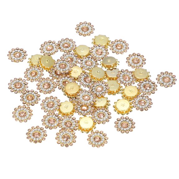 Uxcell Sew on Rhinestones Crystals, 3 Layers Sewing Flower Claw Rhinestones Glass Gems Metal Base Champagne