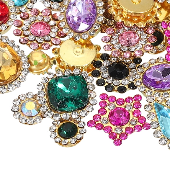 Uxcell Sew on Rhinestones Crystals Mixed Shapes Glass Gems Metal Base Flowers Claw Multicolor